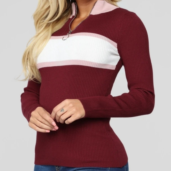Burgundy FashionNova Sweater - Picture 1 of 4